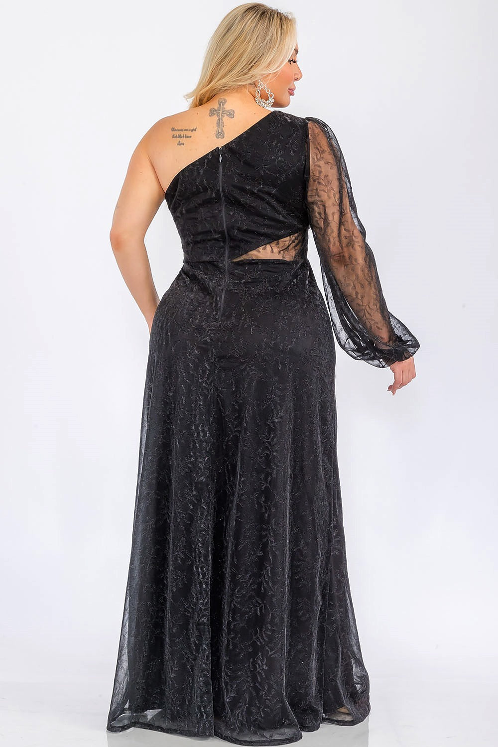 Vestido metálico de una manga PLUS