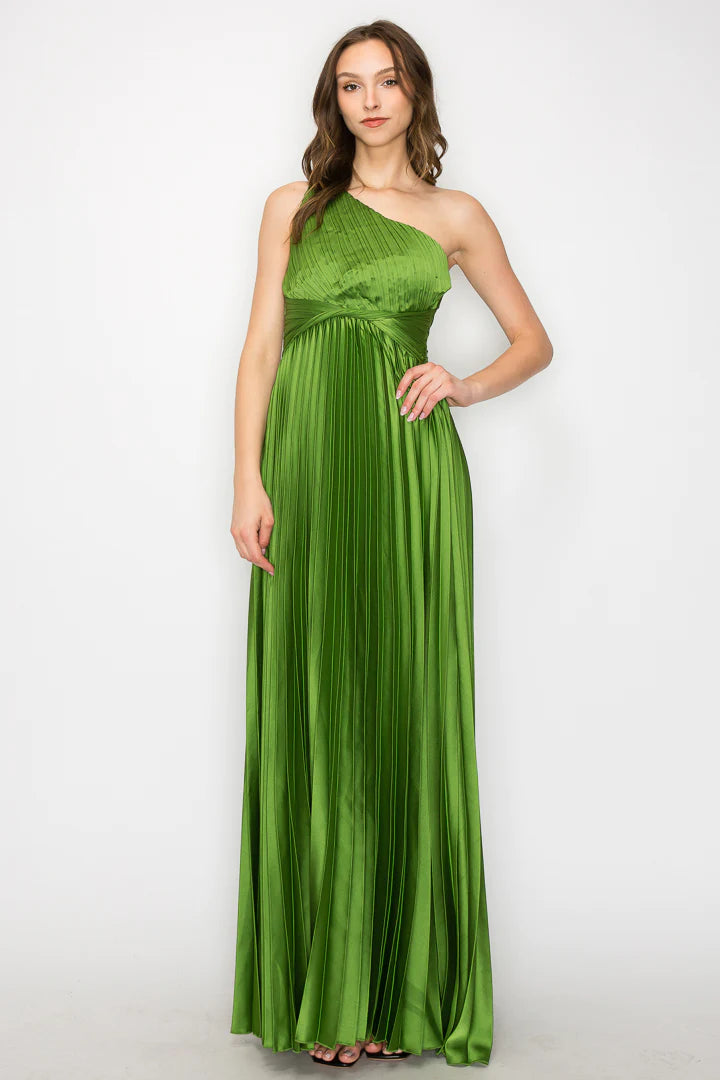 Vestido de tablones de un hombro