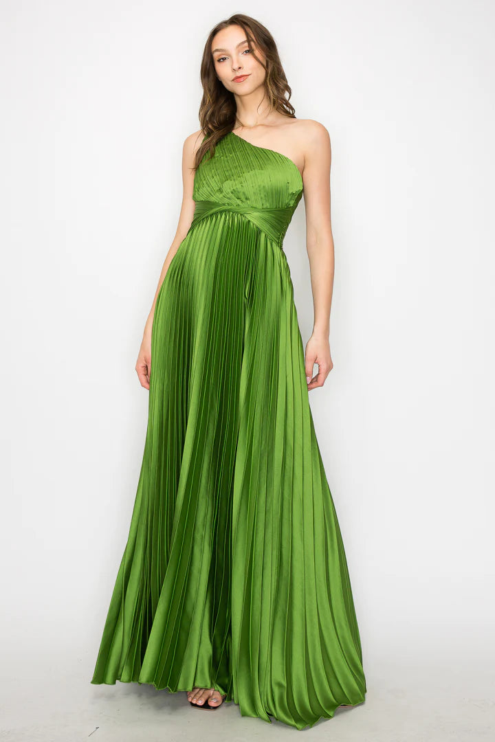 Vestido de tablones de un hombro