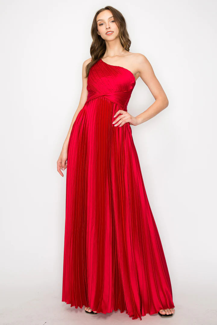 Vestido de tablones de un hombro