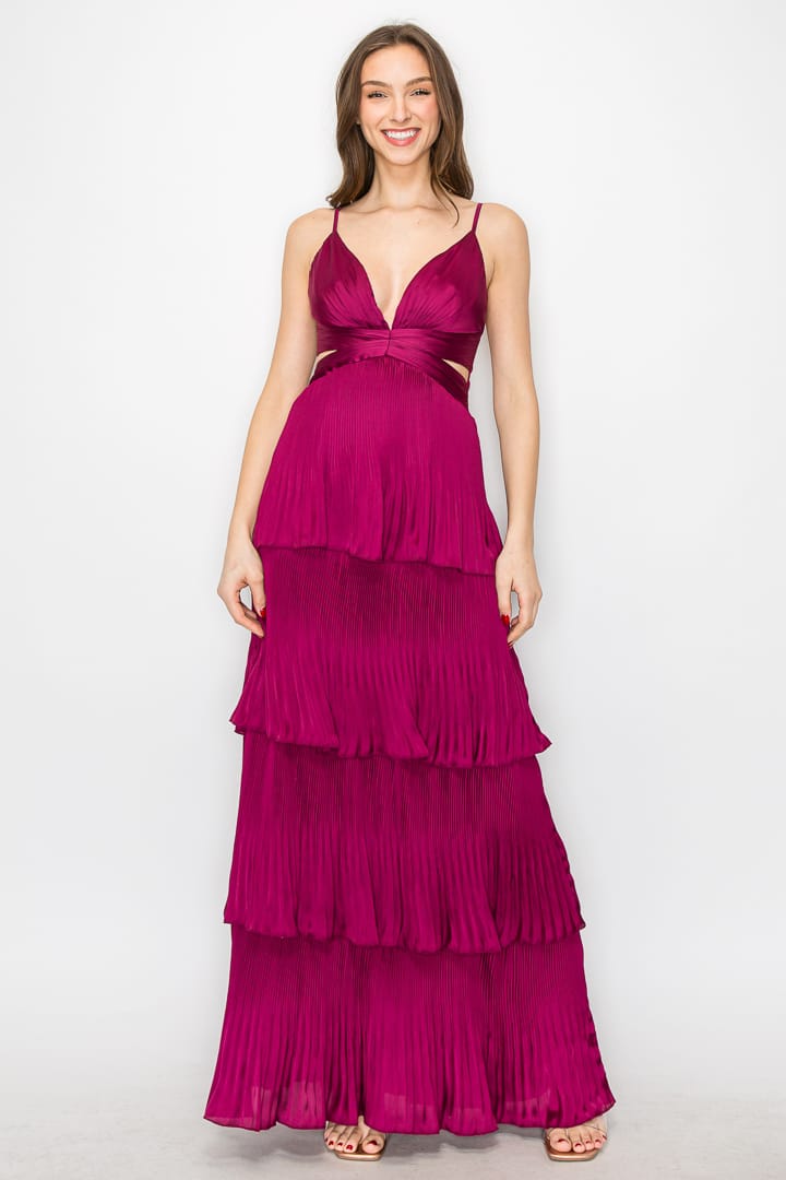 Vestido de tirantes con olanes en falda