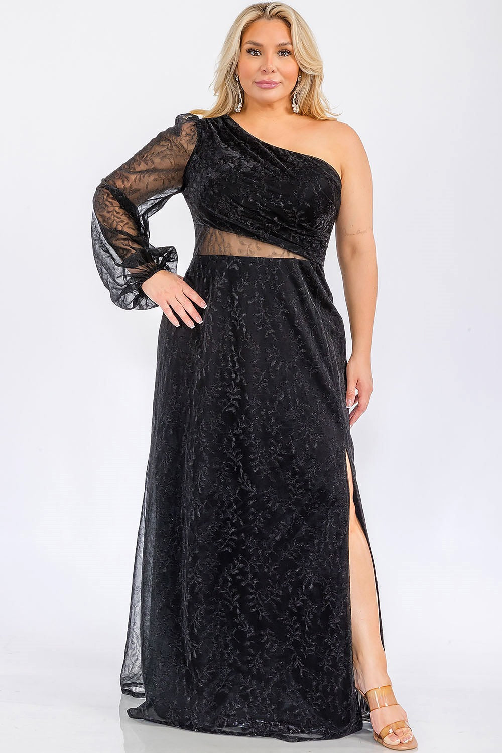 Vestido metálico de una manga PLUS