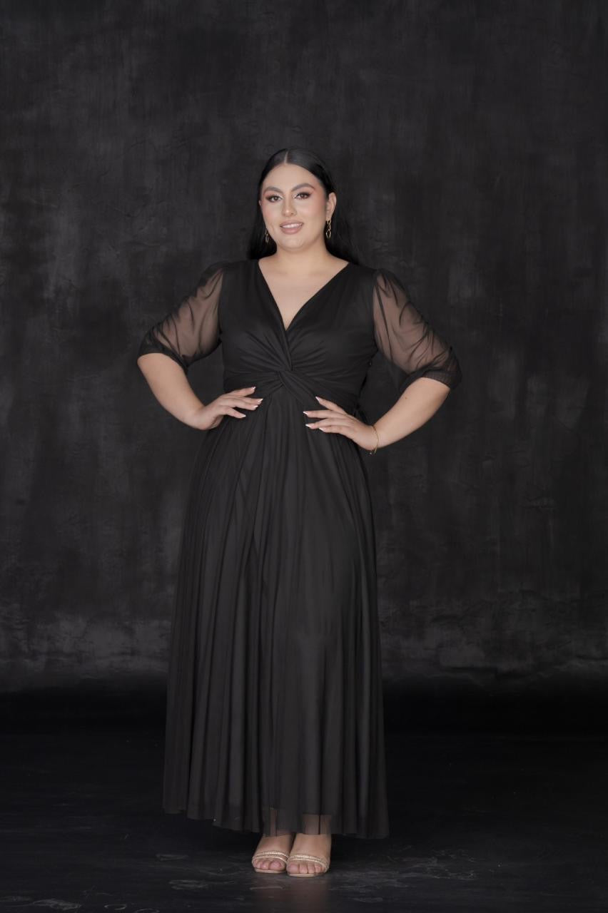 Vestido de manga de tul 3/4