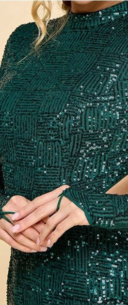 Vestido de manga larga y lentejuelas