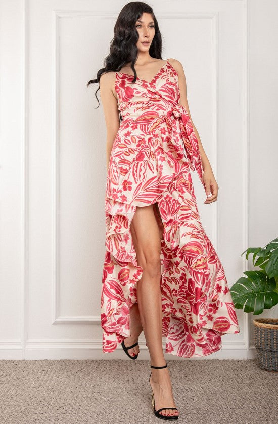 Vestido midi de tirantes y lazo en la cintura