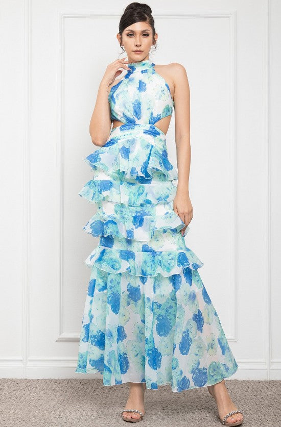 Vestido sin mangas y cuello halter