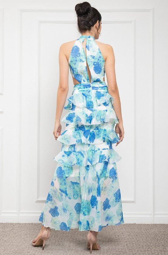 Vestido sin mangas y cuello halter