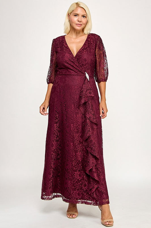 Vestido de encaje y manga 3/4 PLUS