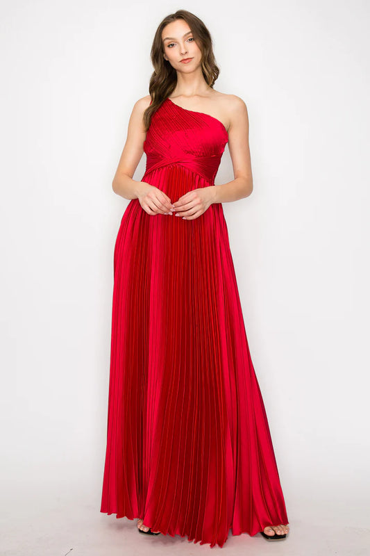 Vestido de tablones de un hombro