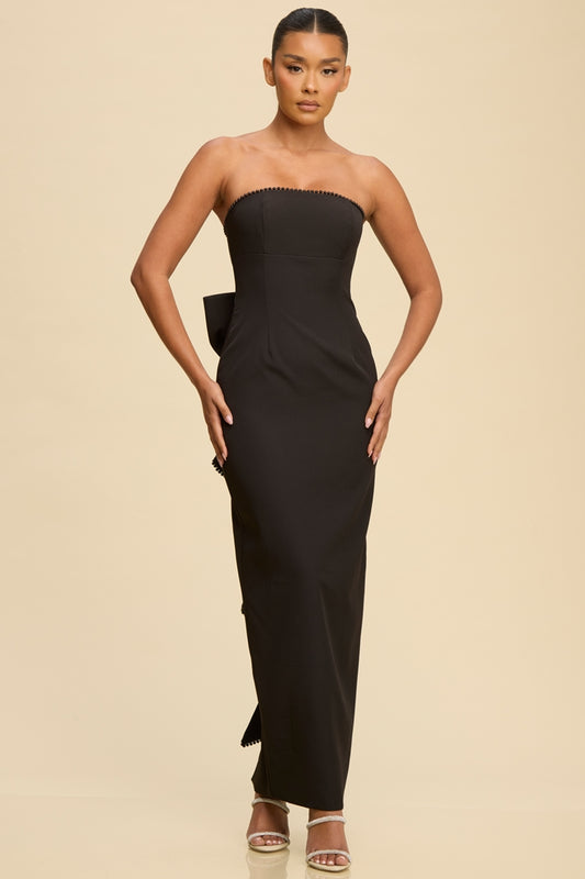 Vestido strapless con moño