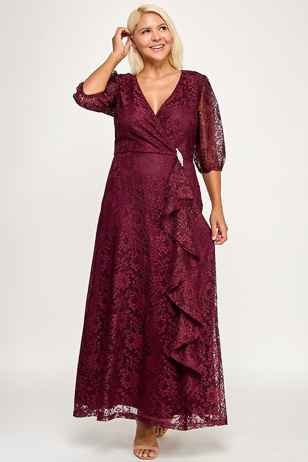 Vestido de encaje y manga 3/4 PLUS