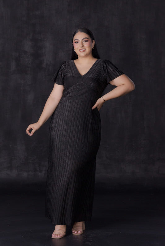 Vestido de manga corta y escote en V PLUS