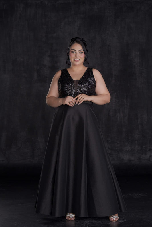 Vestido de tirante grueso con lentejuelas PLUS