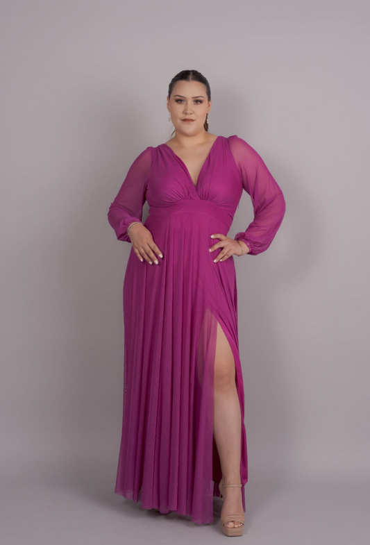 Vestido de manga larga transparente
