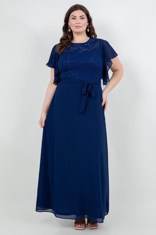 Vestido con blusa de encaje y lentejuela PLUS