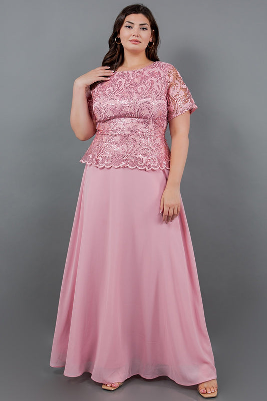 Vestido con blusa de encaje y lentejuelas PLUS