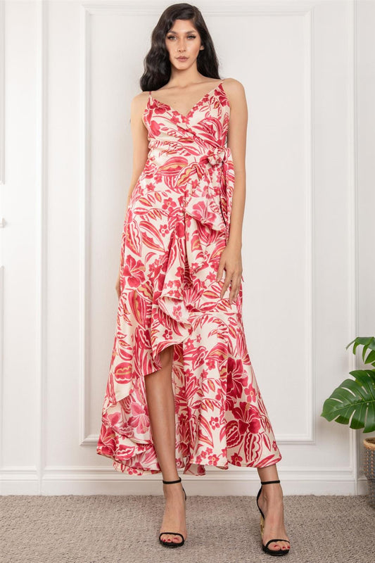 Vestido midi de tirantes y lazo en la cintura