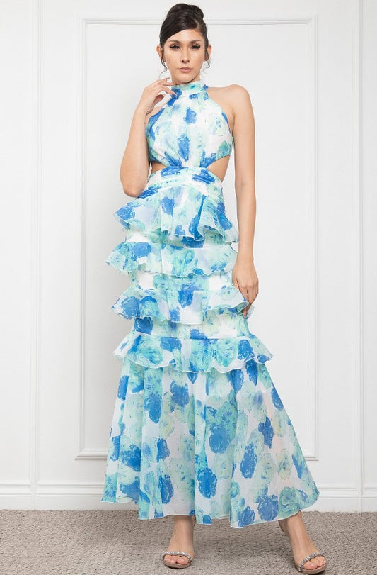 Vestido sin mangas y cuello halter