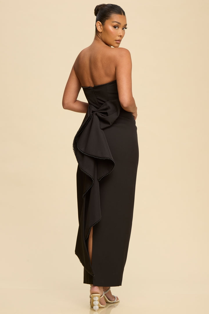 Vestido strapless con moño