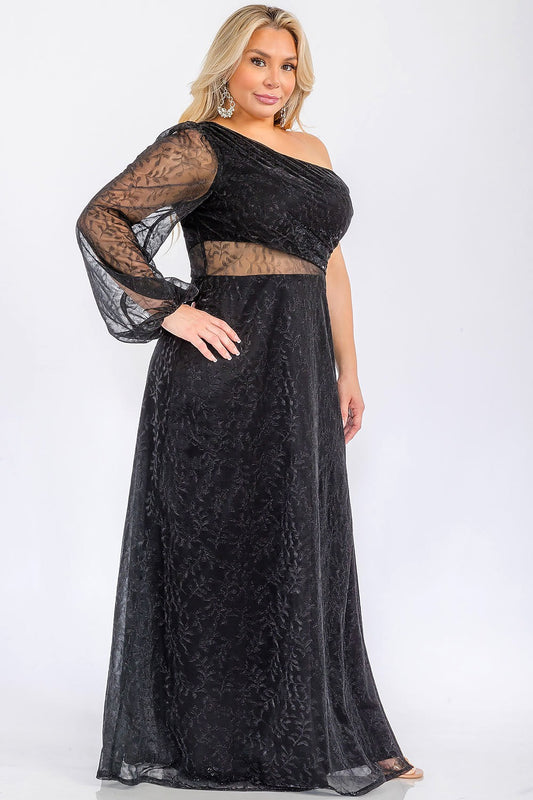 Vestido metálico de una manga PLUS